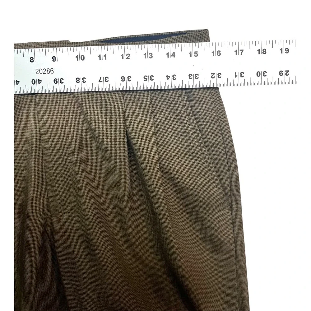 vtg 90s Claiborne 31x32 Brown Nailhead Dress Pants Trousers High Waisted Pleated